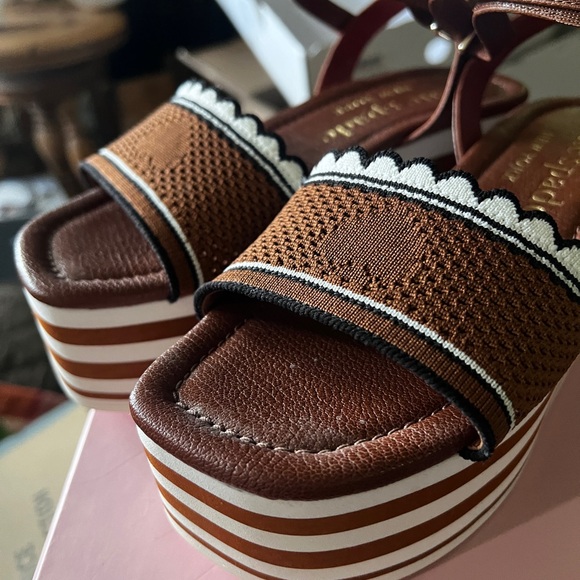 Kate Spade Brown Textured Strap Sandals - Picture 2 of 5